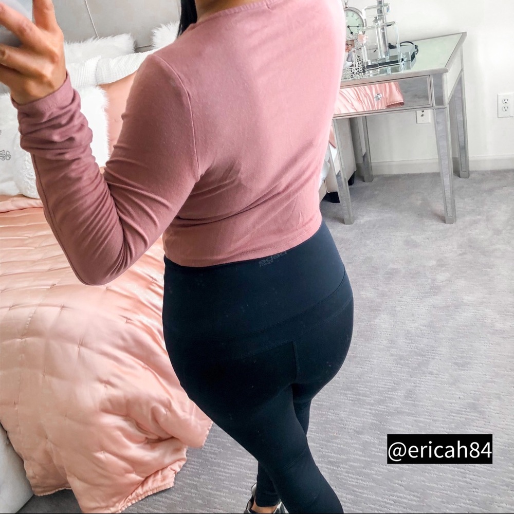 Mind Code mauve twisted crop top pullover long sleeve - Picture 5 of 13